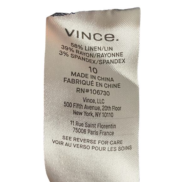 Vince Sleeveless Linen Blend Romper Jumpsuit High Neck Back Zip Black Size 10 - Picture 7 of 9